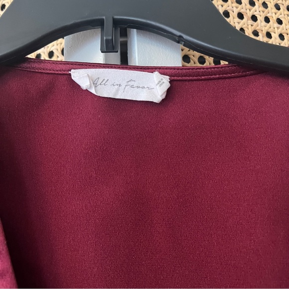 Boutique Blouse - Burgundy Silk Button Up - Picture 6 of 7